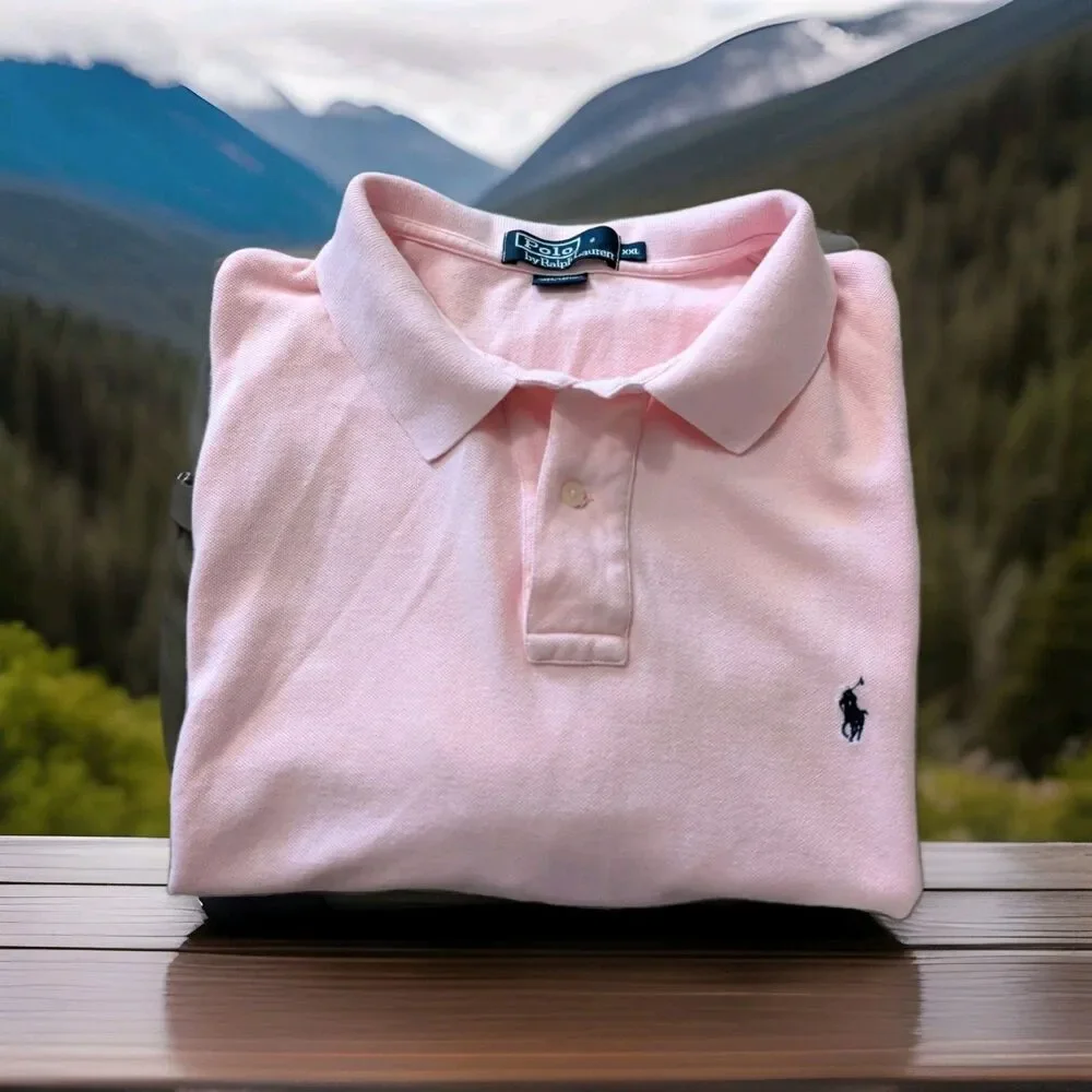 POLO RALPH LAUREN MEN's SIZE XXL LIGHT PINK POLO SHIRT W/PONY LOGO EUC